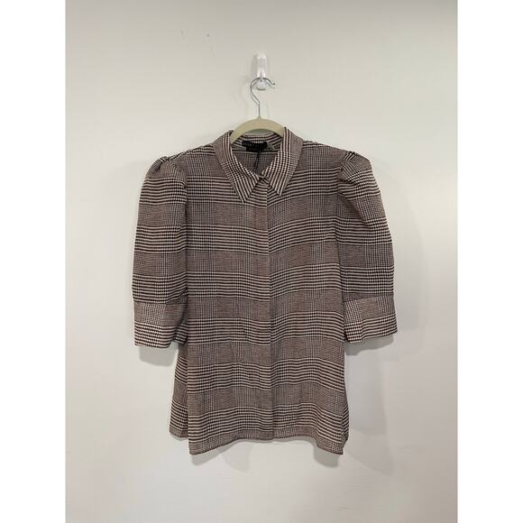 NWT Alice + Olivia Willa Scrunch Sleeve Silk Blouse Size Large - Picture 2 of 5